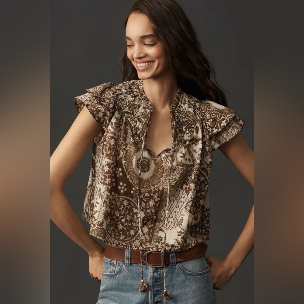 Anthropologie Jacquie The Label Mirabella Ruffled Blouse NEW